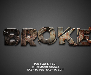 Broke PSD Fully Editable Text Effect. Layer Style PSD Mockup Template