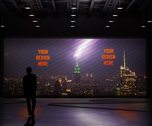 Large Digital Billboard Mockup PSD Template - City Night View