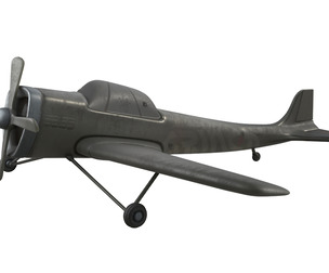Old military aircraft airplane in the like a figurine for table