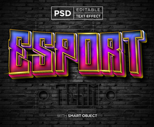 Esport Team  PSD Fully Editable Text Effect. Layer Style PSD Mockup Template