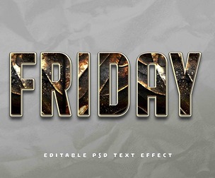 Friday PSD Fully Editable Text Effect. Layer Style PSD Mockup Template