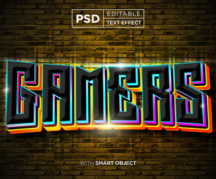 Gamers PSD Fully Editable Text Effect. Layer Style PSD Mockup Template