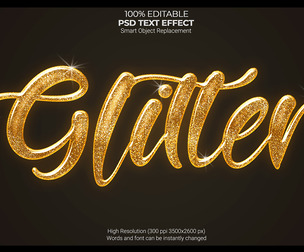 Glitter PSD Fully Editable Text Effect. Layer Style PSD Mockup Template