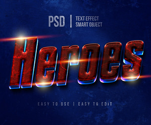 Heroes PSD Fully Editable Text Effect. Layer Style PSD Mockup Template