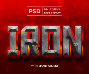 Iron PSD Fully Editable Text Effect. Layer Style PSD Mockup Template