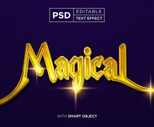Magical Golden PSD Fully Editable Text Effect. Layer Style PSD Mockup Template