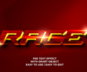 Race PSD Fully Editable Text Effect. Layer Style PSD Mockup Template