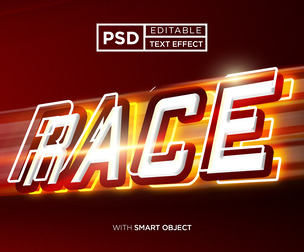 Race PSD Fully Editable Text Effect. Layer Style PSD Mockup Template