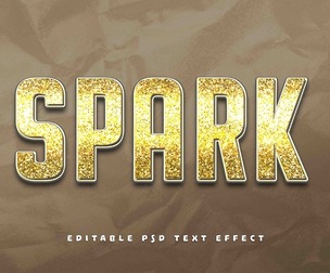 Spark PSD Fully Editable Text Effect. Layer Style PSD Mockup Template