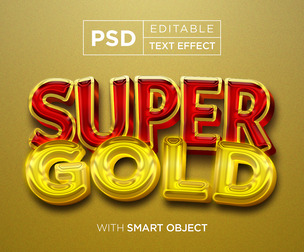 Super Gold PSD Fully Editable Text Effect. Layer Style PSD Mockup Template