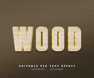 Wood PSD Fully Editable Text Effect. Layer Style PSD Mockup Template