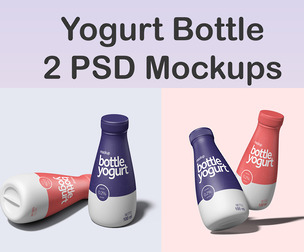 Yogurt Drink Bottle Mockup PSD Template - 2 Pack Views