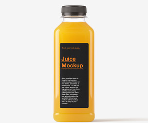 Clear Plastic Juice Bottle Mockup PSD Template - Orange Juice