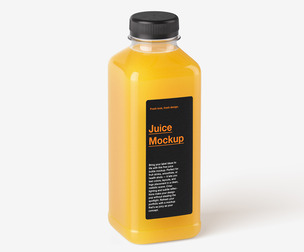 Clear Plastic Juice Bottle Mockup PSD Template - Orange Juice