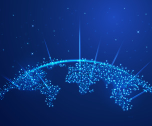 Global Digital World Map, Earth Connectivity, Globe Network Data