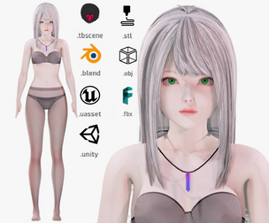 Lingerie clothes 0016 - Rigged -Unreal - Unity - Blender - Animated - Realistic Female Character