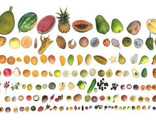 Fruits 3d model collection 100