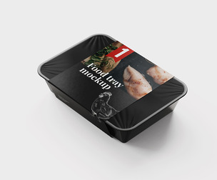 Food Tray Mockup PSD Template - Fresh Meat Packaging