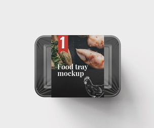 Food Tray Mockup PSD Template - Fresh Meat Packaging