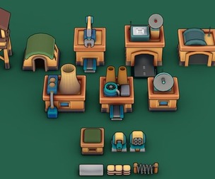 Stylized Cozy Military Structures Pack