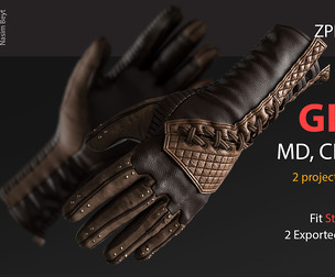 Women's and Men's Gloves -MD-Clo3D-OBJ-FBX-Blender file