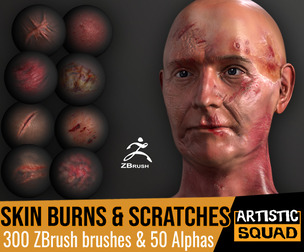Skin Burns and Scratches Maker for ZBrush 300 brushes