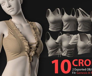 10 CROP TOP PACK-VOL.01-MD-Clo3D-OBJ-FBX-Blender file
