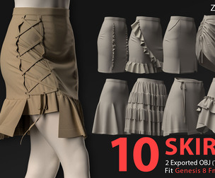 10 WOMAN'S SKIRT PACK (V0L.01) MD-Clo3D-OBJ-FBX- BelenderFiles