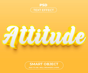 3D Attitude PSD Fully Editable Text Effect. Layer Style PSD Mockup Template