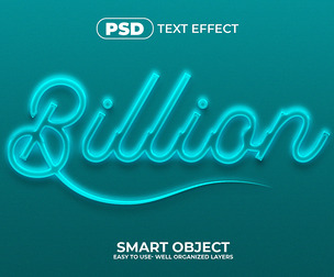 3D Billion PSD Fully Editable Text Effect. Layer Style PSD Mockup Template