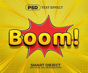 3D Boom! PSD Fully Editable Text Effect. Layer Style PSD Mockup Template