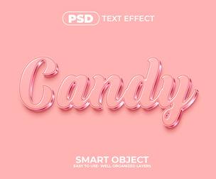 3D Candy PSD Fully Editable Text Effect. Layer Style PSD Mockup Template