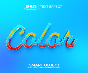 3D Color PSD Fully Editable Text Effect. Layer Style PSD Mockup Template