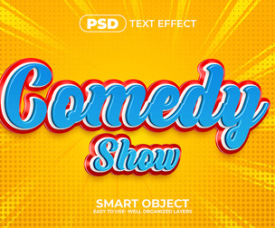 3D Comedy Show PSD Fully Editable Text Effect. Layer Style PSD Mockup Template