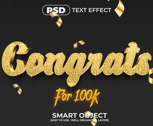 3D Congrats PSD Fully Editable Text Effect. Layer Style PSD Mockup Template