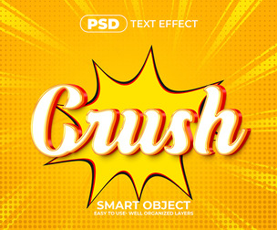 3D Crush PSD Fully Editable Text Effect. Layer Style PSD Mockup Template