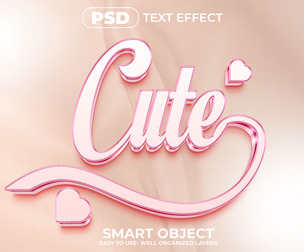 3D Cute PSD Fully Editable Text Effect. Layer Style PSD Mockup Template