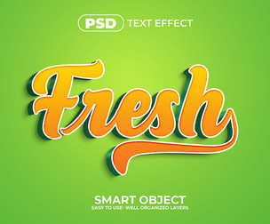3D Fresh 1 PSD Fully Editable Text Effect. Layer Style PSD Mockup Template