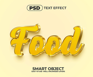 3D Food PSD Fully Editable Text Effect. Layer Style PSD Mockup Template
