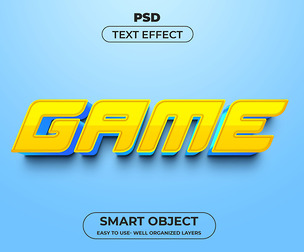 3D Game PSD Fully Editable Text Effect. Layer Style PSD Mockup Template