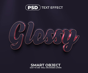 3D Glossy PSD Fully Editable Text Effect. Layer Style PSD Mockup Template