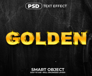 3D Golden PSD Fully Editable Text Effect. Layer Style PSD Mockup Template