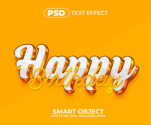 3D Happy BirthdayPSD Fully Editable Text Effect. Layer Style PSD Mockup Template