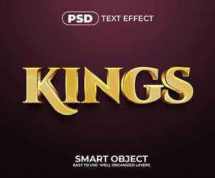 3D Kings PSD Fully Editable Text Effect. Layer Style PSD Mockup Template