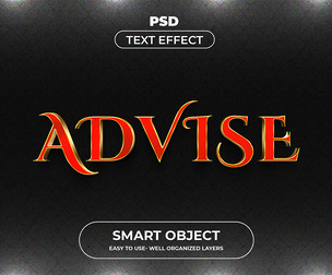 3D Advise PSD Fully Editable Text Effect. Layer Style PSD Mockup Template