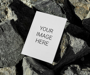 Magazine Cover Mockup PSD Template on Natural Rocks