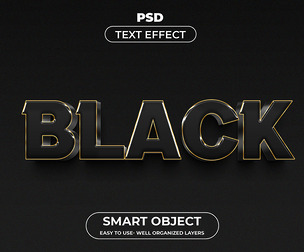 Black PSD Fully Editable Text Effect. Layer Style PSD Mockup Template