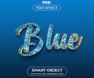 3D Blue PSD Fully Editable Text Effect. Layer Style PSD Mockup Template