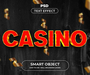 3D Casino PSD Fully Editable Text Effect. Layer Style PSD Mockup Template