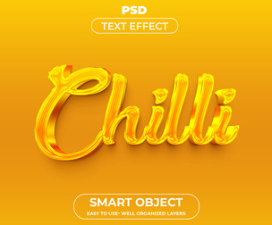 3D Chilli 1 PSD Fully Editable Text Effect. Layer Style PSD Mockup Template